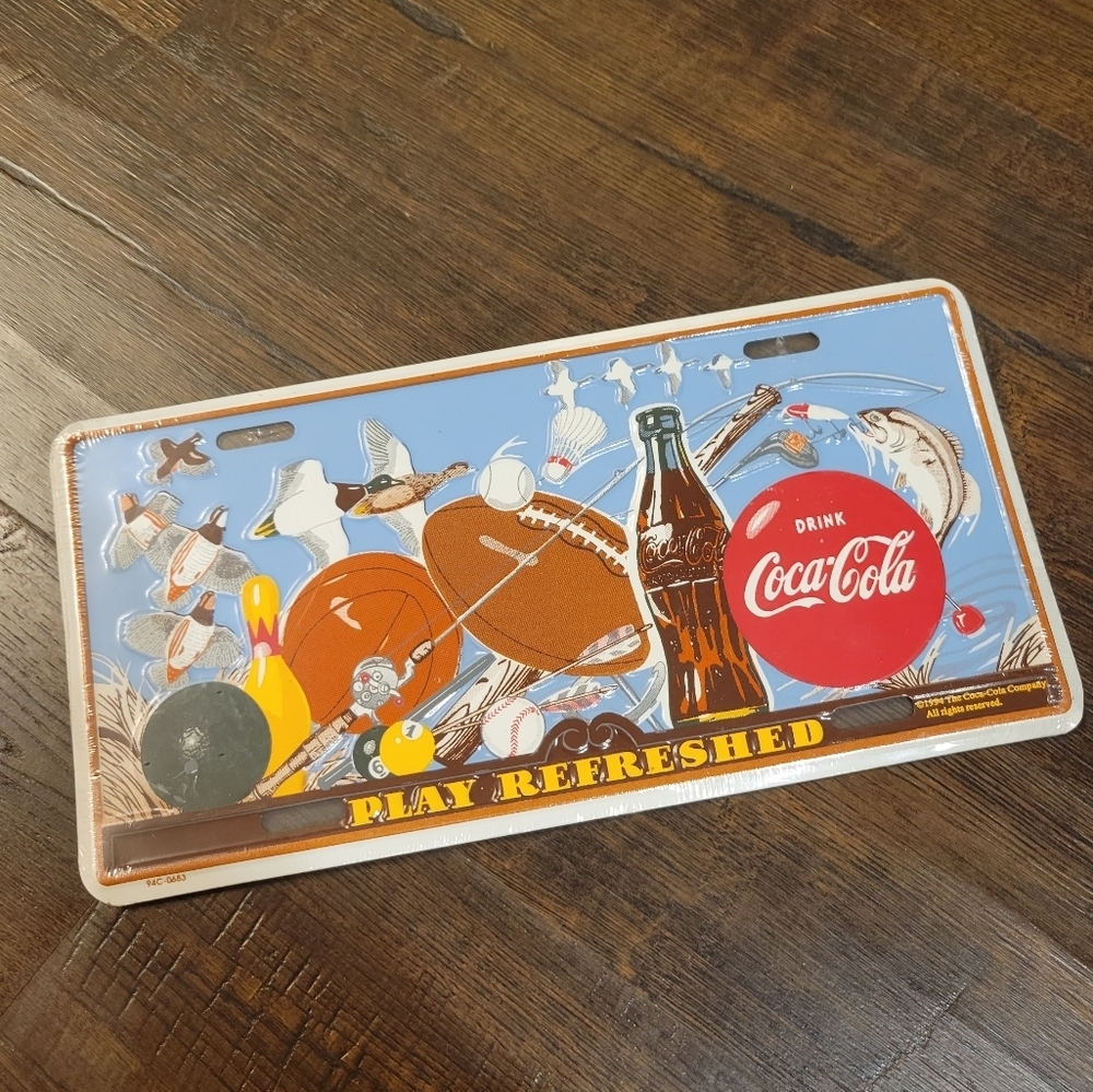 New VINTAGE 1994 Coca Cola Coke Sports “Play Refreshed” License Plate